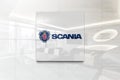 Scania on glossy office wall realistic texture